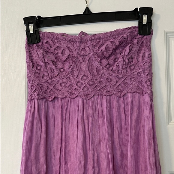 Free People Lavender Strapless Maxi Dress with Ruffle Hem - Picture 2 of 4